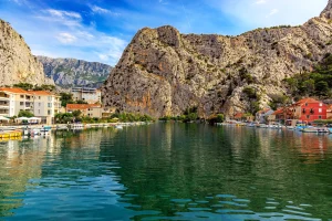 Omiš, a popular tourist destination for trekking and rafting on the Cetina river