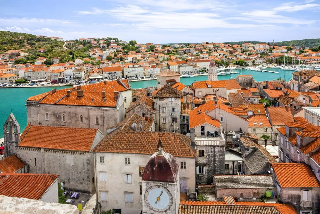 Trogir town panoramic view, Croatia Trogir. Croatian tourist des
